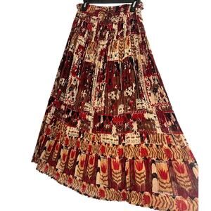 Vintage cotton gauze Indian block print skirt, one size petite length